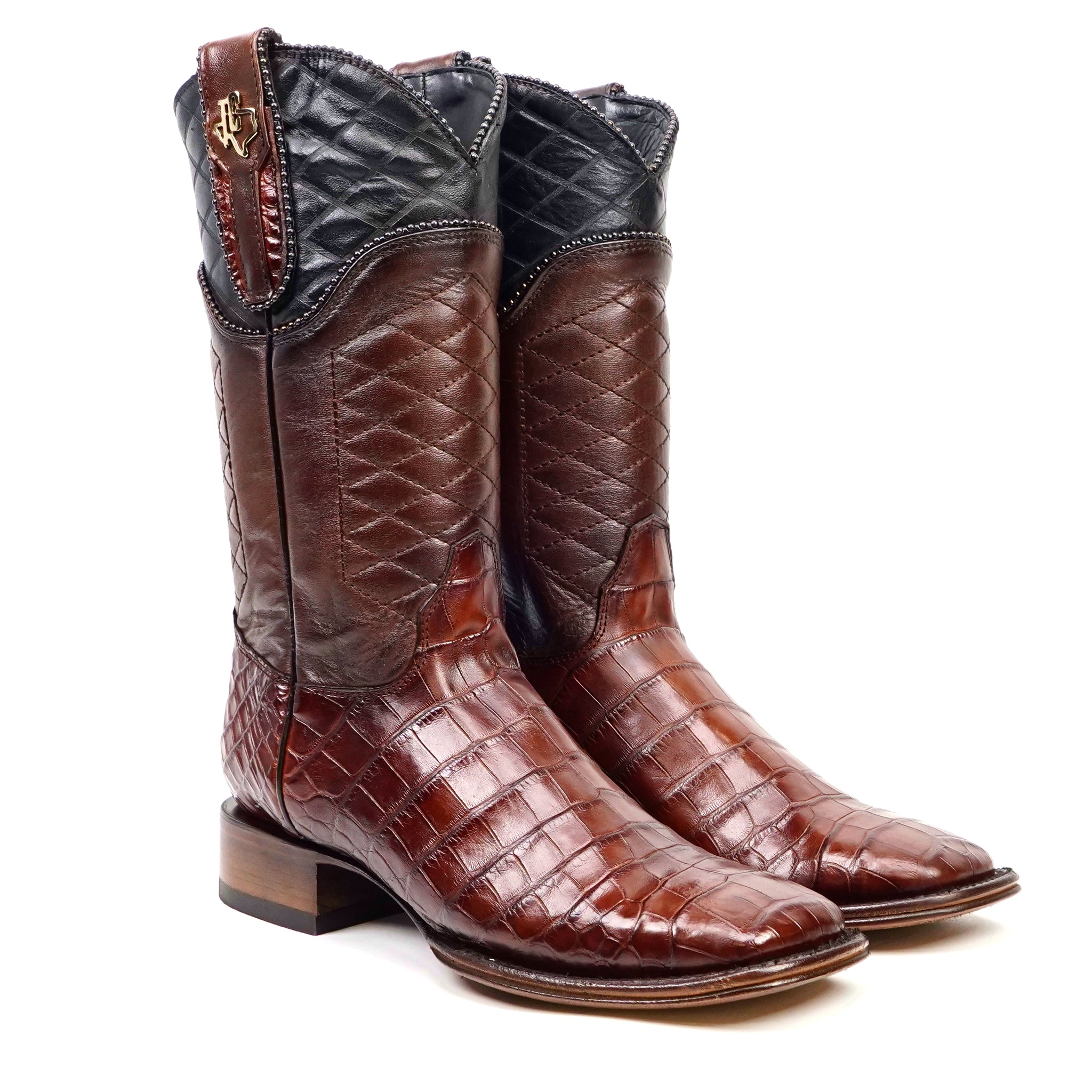 James Platinum Alligator Belly Boots - Brandy - Square Toe