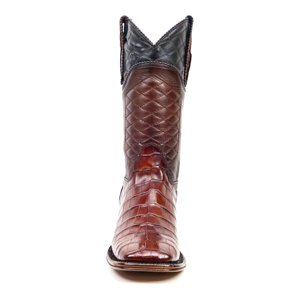 James Platinum Alligator Belly Boots - Brandy - Square Toe