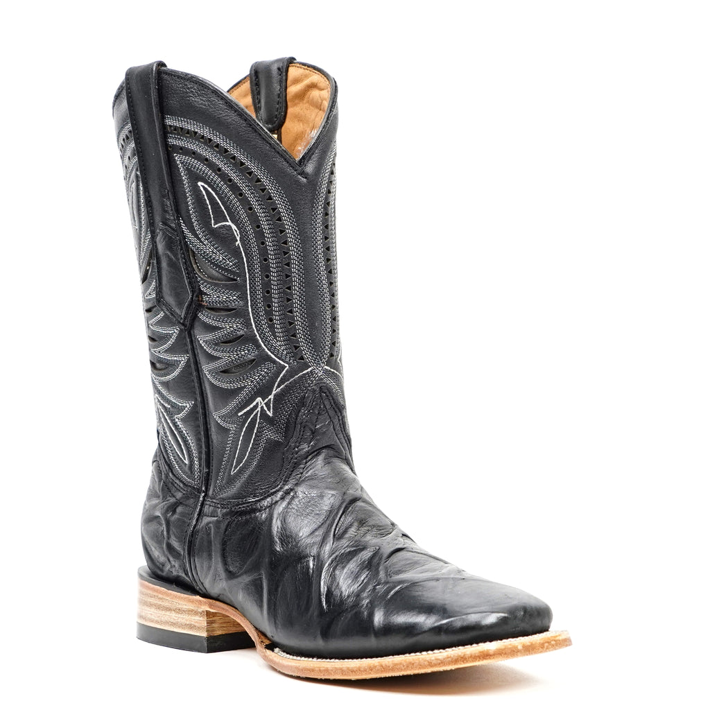 Pirarucu Black Boots - Embossed Leather - Square Toe (E687) - Gomez Western Wear