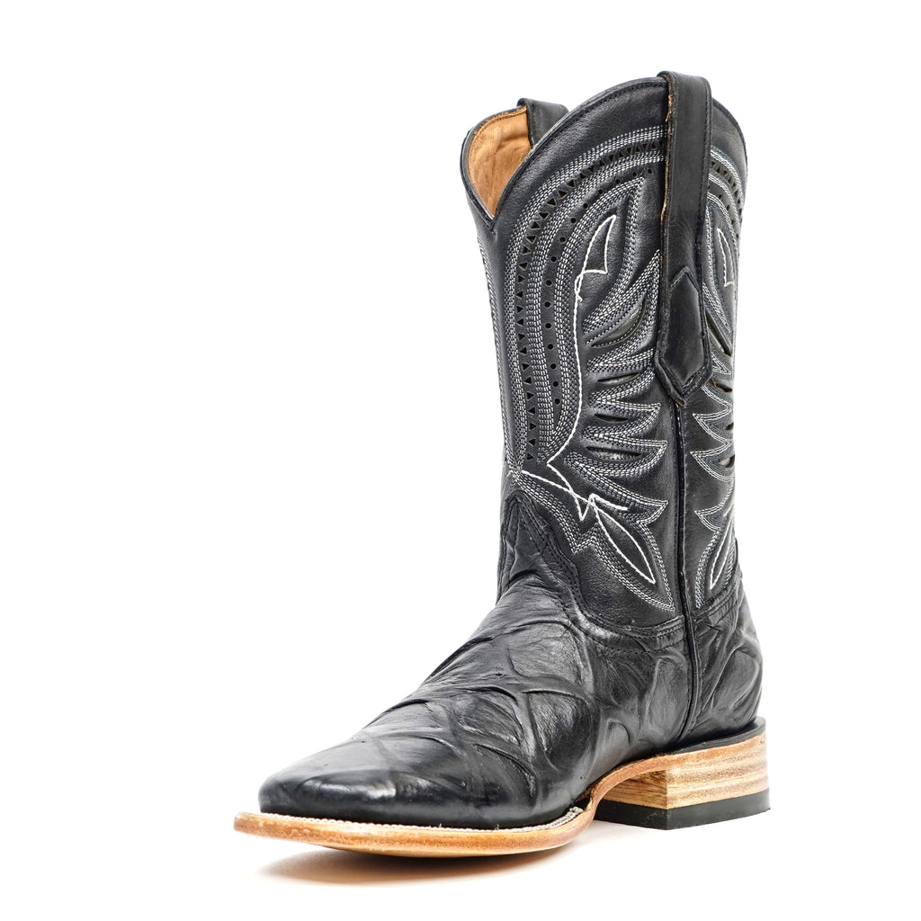 Pirarucu Black Boots - Embossed Leather - Square Toe (E687) - Gomez Western Wear