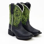 Kids Cowboy Boots - Black - Square Toe (TCK008)