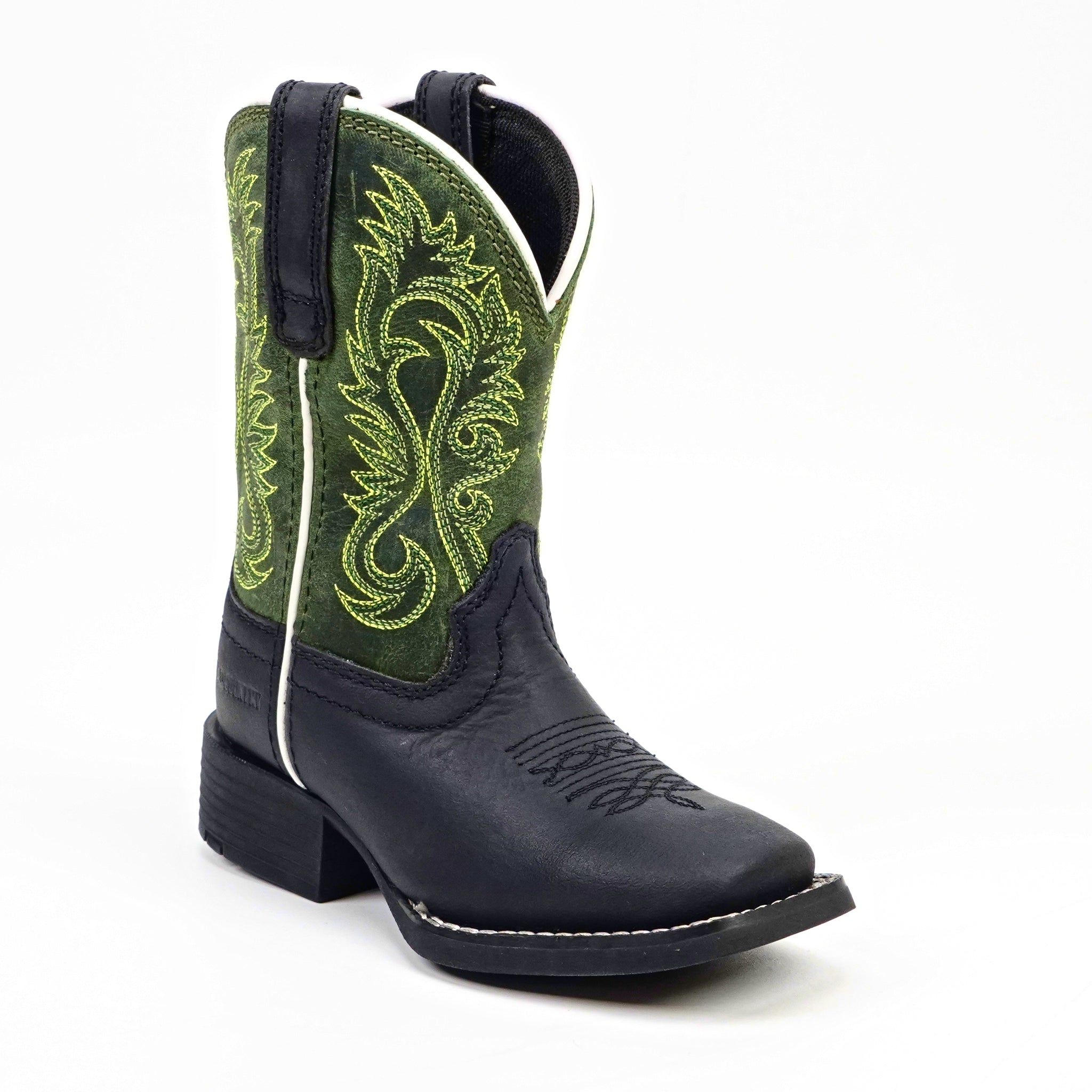 Kids Cowboy Boots - Black - Square Toe (TCK008)