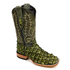 Connor Pirarucu Fish Boots - Agave Green - Square Toe (PZ60)