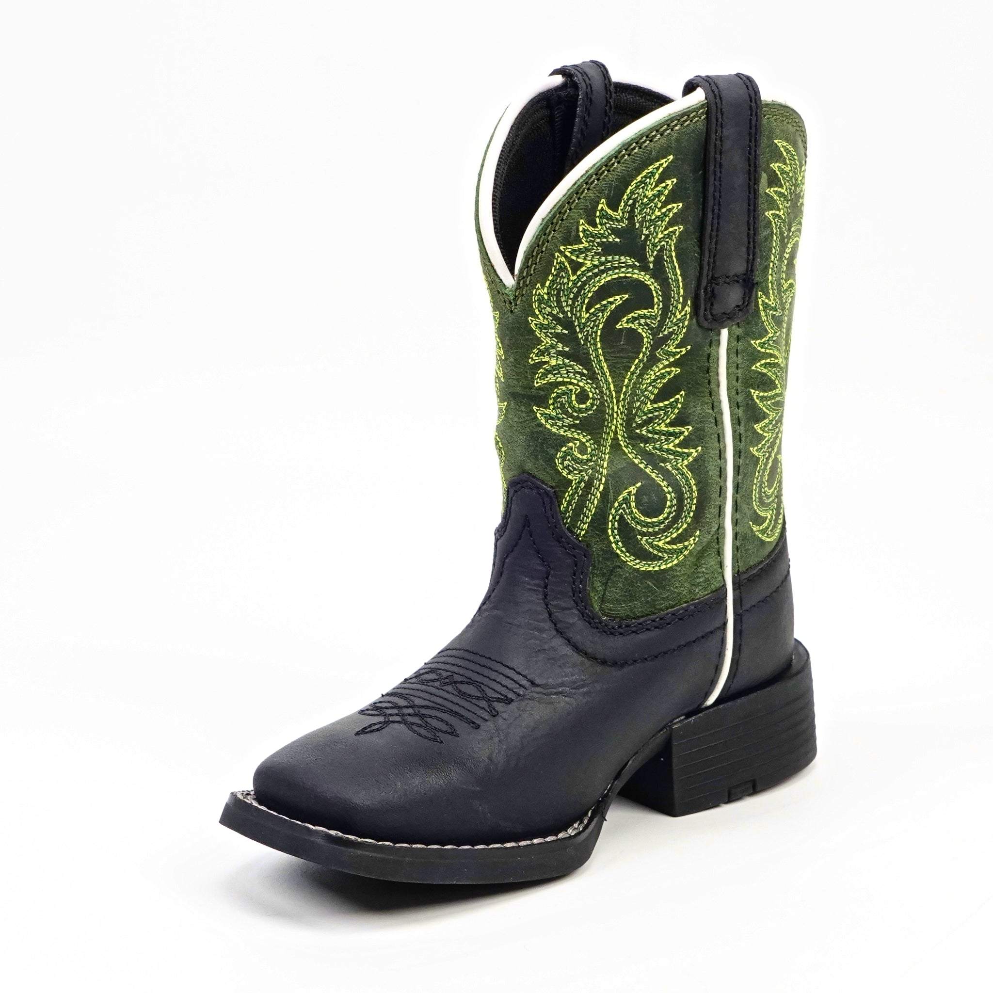Kids Cowboy Boots - Black - Square Toe (TCK008)