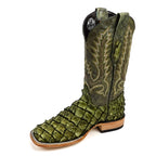 Connor Pirarucu Fish Boots - Agave Green - Square Toe (PZ60)