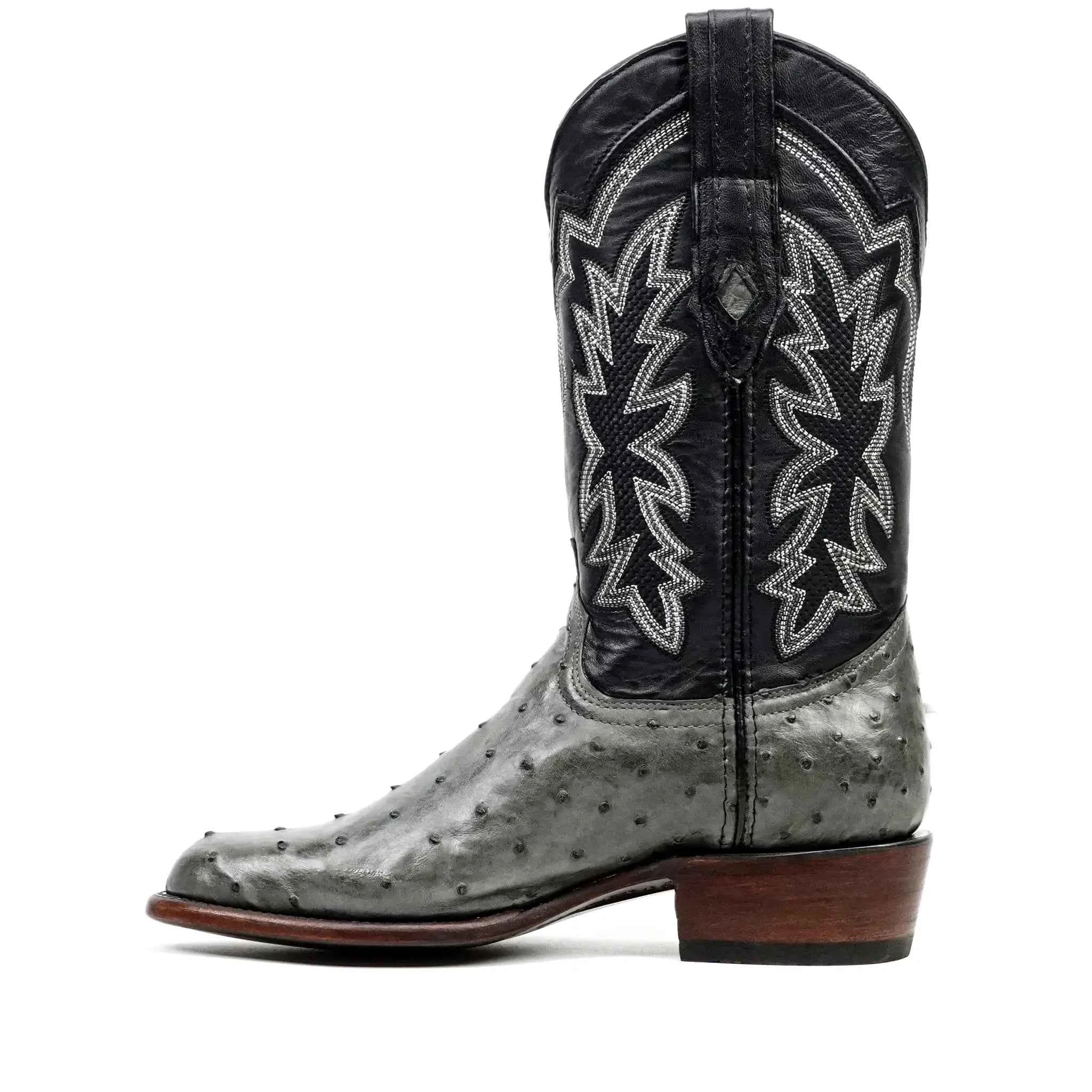 Austin Ostrich Boots - Zinc Gray - Roper Toe (AV201)