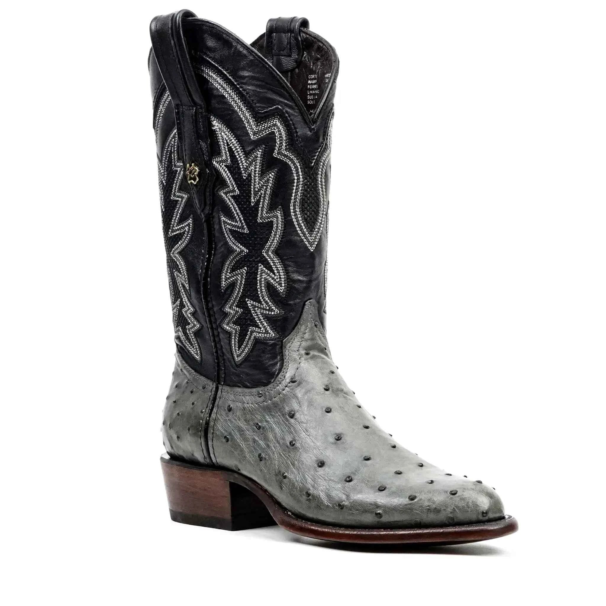 Austin Ostrich Boots - Zinc Gray - Roper Toe (AV201)