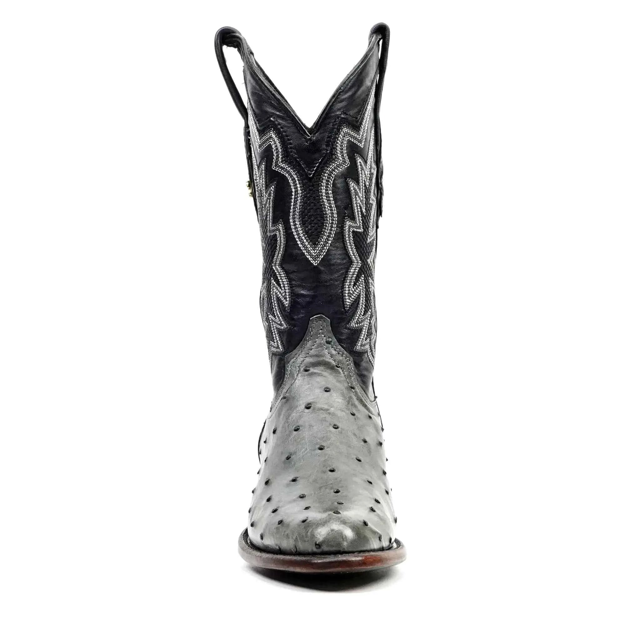 Austin Ostrich Boots - Zinc Gray - Roper Toe (AV201)