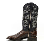 Alligator Hornback Dark Caramel Boots - Embossed Leather - Square Toe (E958)