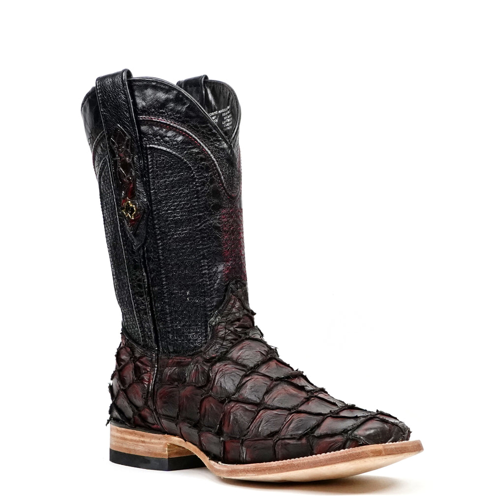 Connor Pirarucu Fish Boots - Red - Square Toe (PZ60)