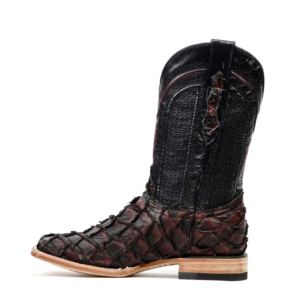 Connor Pirarucu Fish Boots - Red - Square Toe (PZ60)