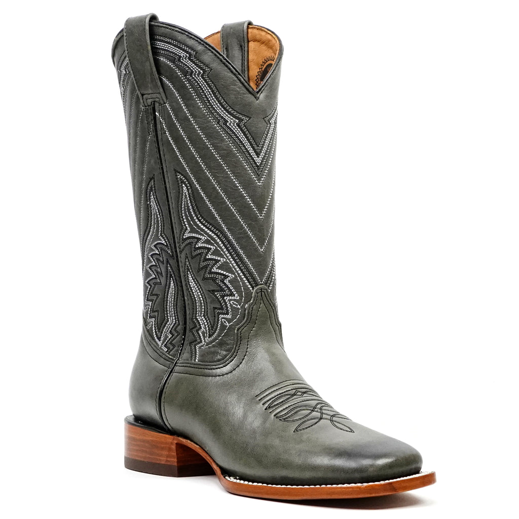 Clark Steel Gray Leather Boots - Square Toe (E961)