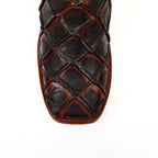 Copper Pirarucu Fish Boots - Embossed Leather - Square Toe (E962)