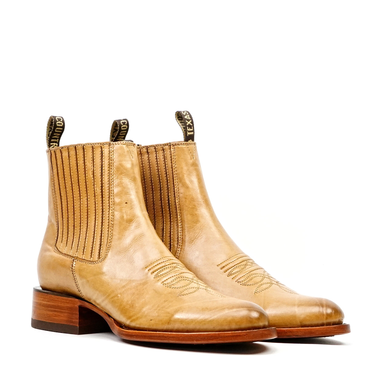 Clayton Gold Ankle Boots - Roper Toe (E964)