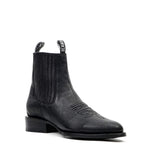 Clayton Black Leather Ankle Boots - Roper Toe (E964)