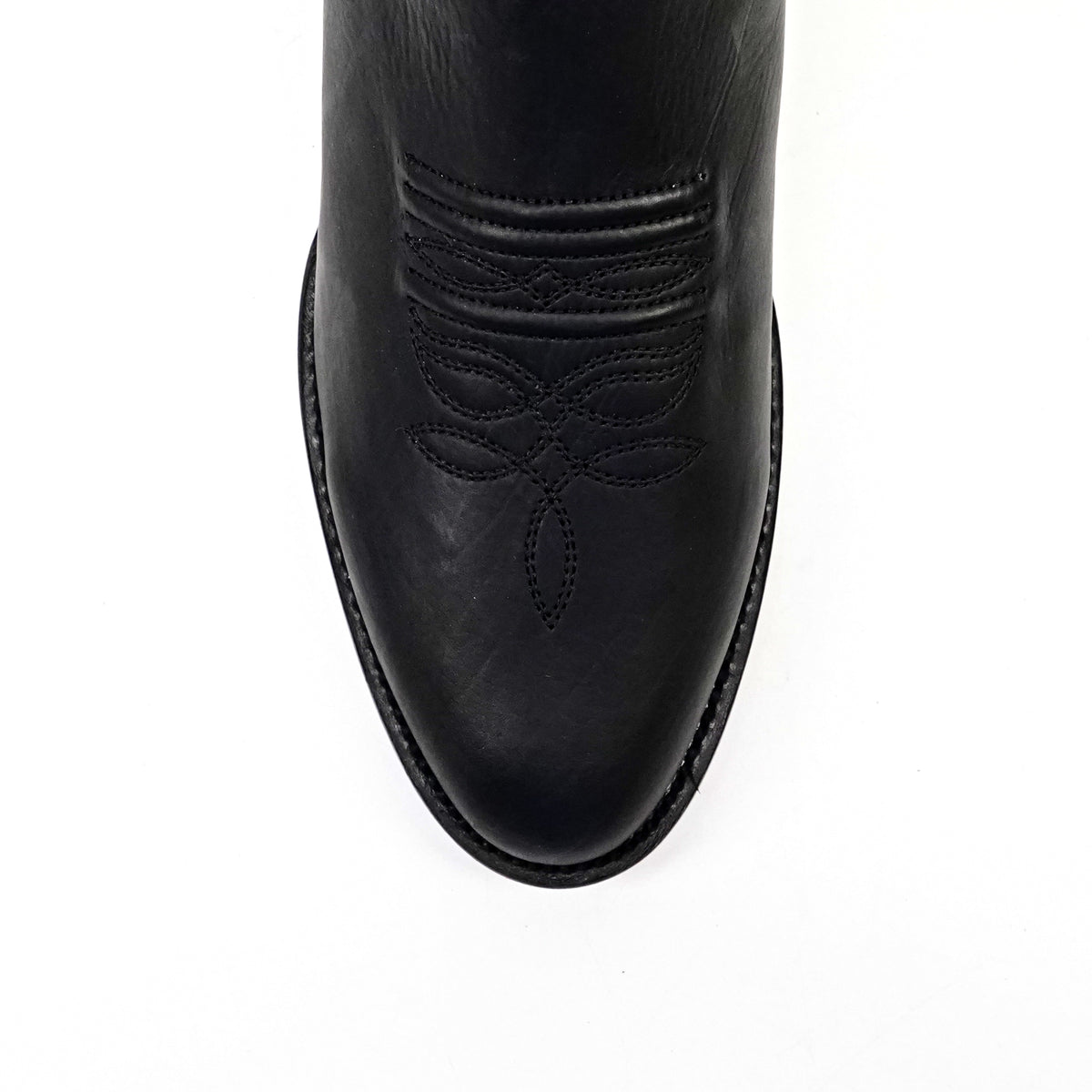 Clayton Black Leather Ankle Boots - Roper Toe (E964)