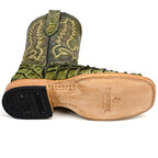 Connor Pirarucu Fish Boots - Agave Green - Square Toe (PZ60)