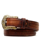 Distressed Mocha Leather Belt (C-V4601)