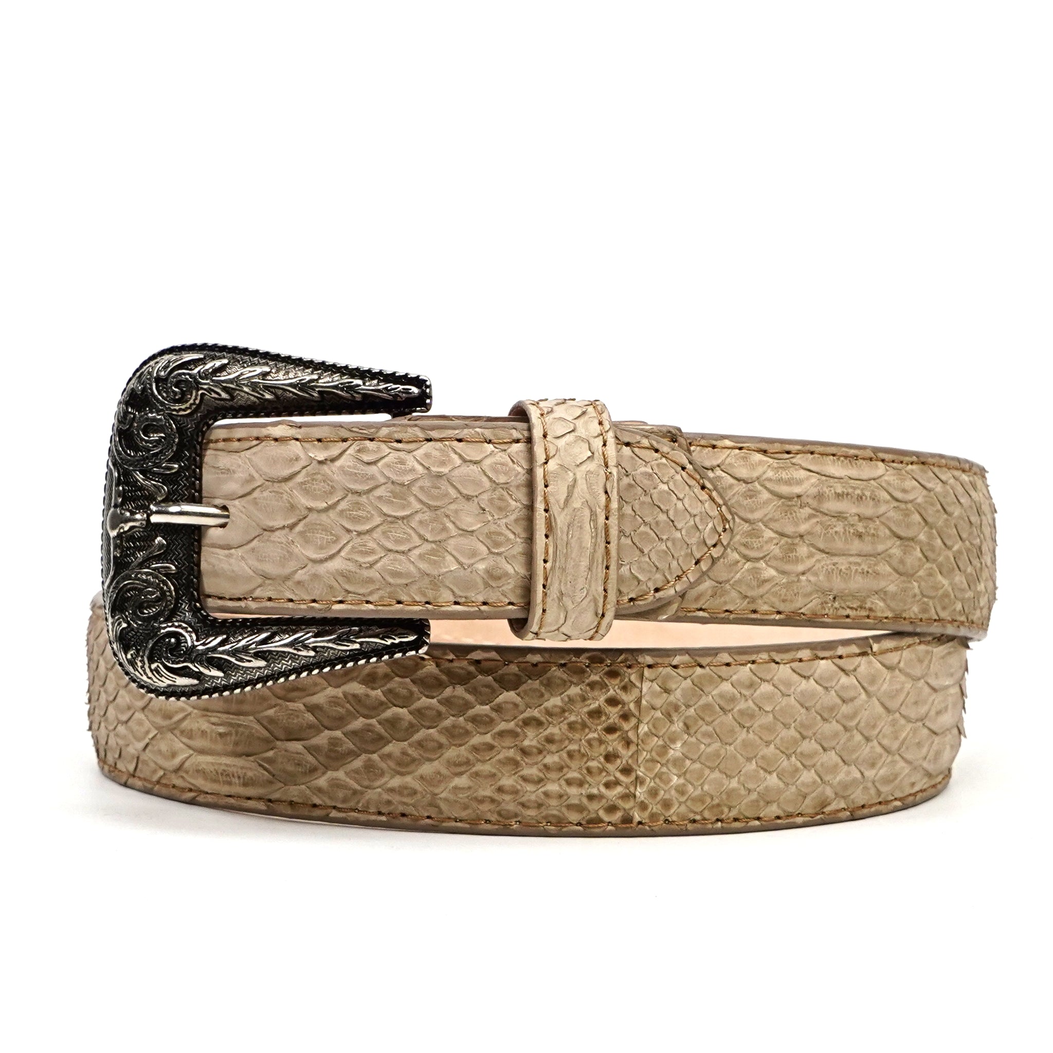 Exotic Full Quilt Python Belt - Cappuccino (C-028) – Gomez Western