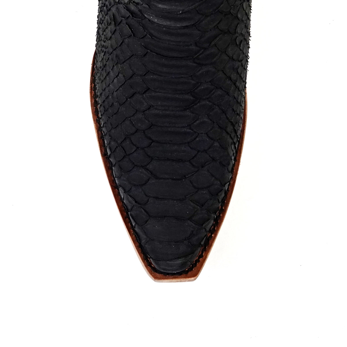 Priscila - Botas vaqueras negras Python - Caña alta - Punta fina (E31)