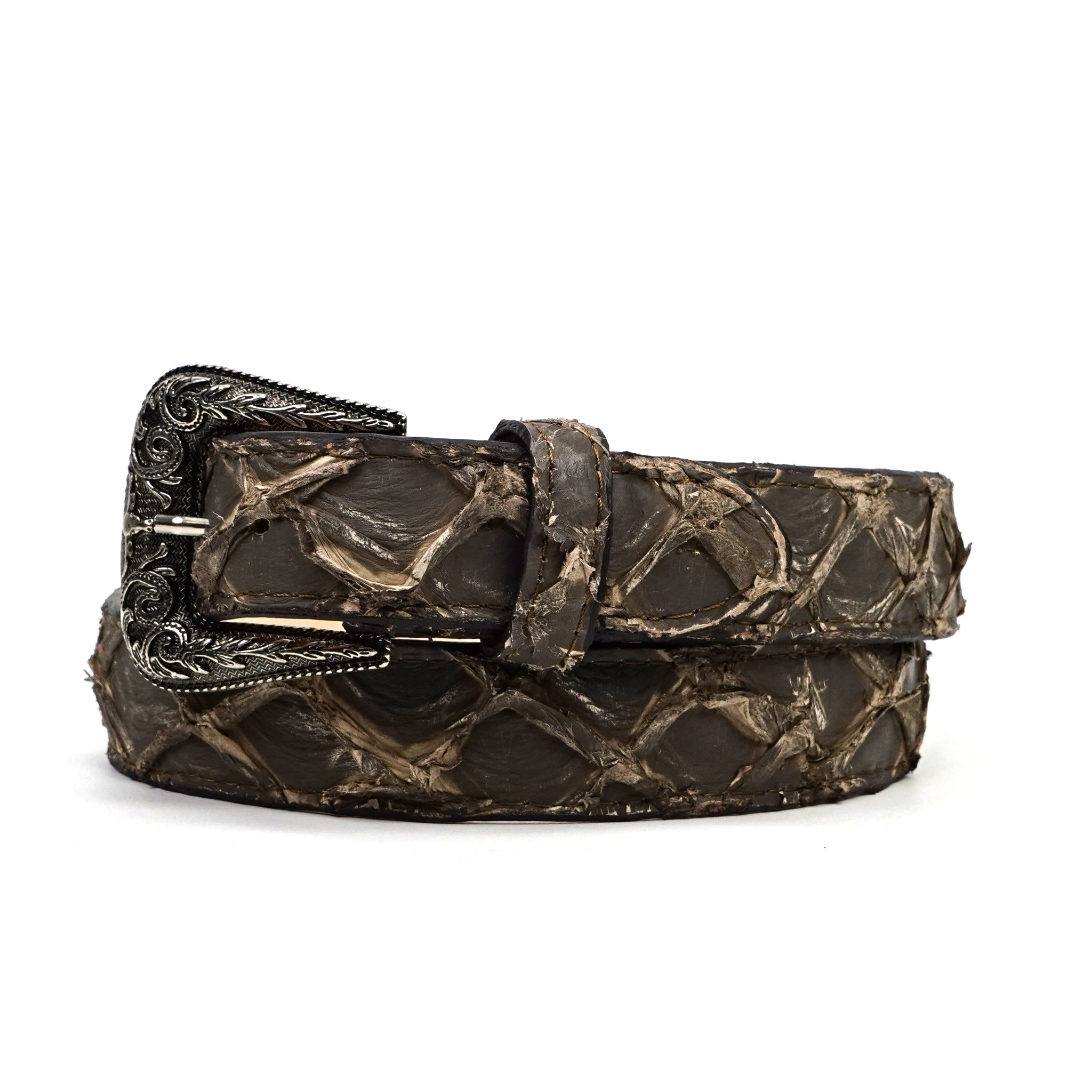 Exotic Full Quilt Pirarucu Belt - Mink Taupe (C-028)