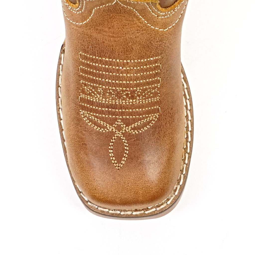 Ranch Tan Girl Boots - Slip-Resistant Sole - Square Toe (K718)