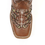 Tan & Crystals Girls Boots - Slip-Resistant Soles - Square Toe