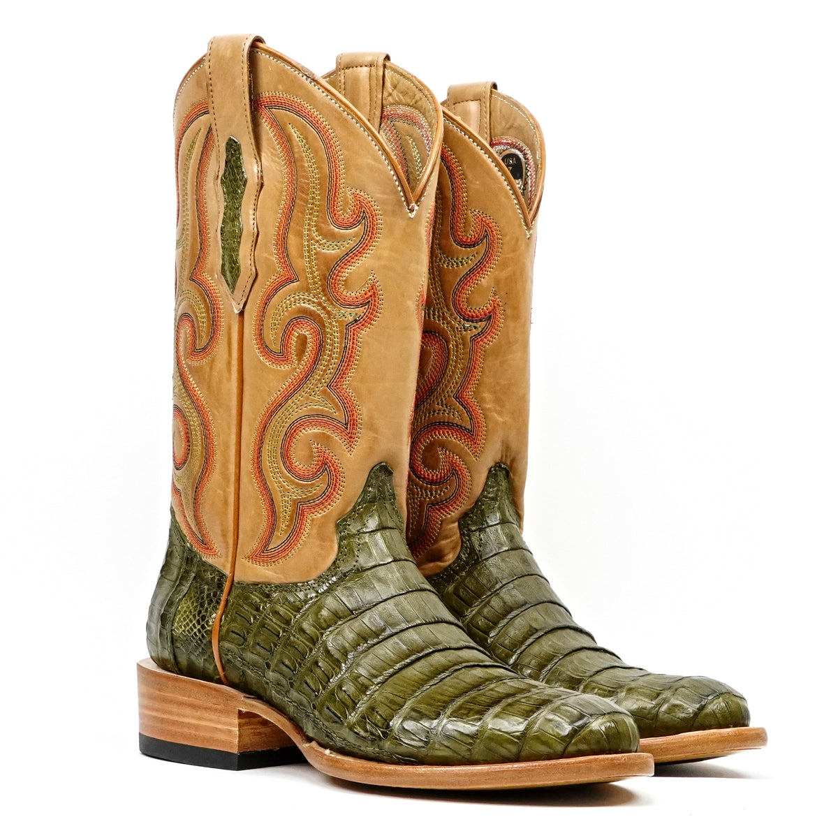 Ranger Caiman Belly Boots - Agave - Roper Toe