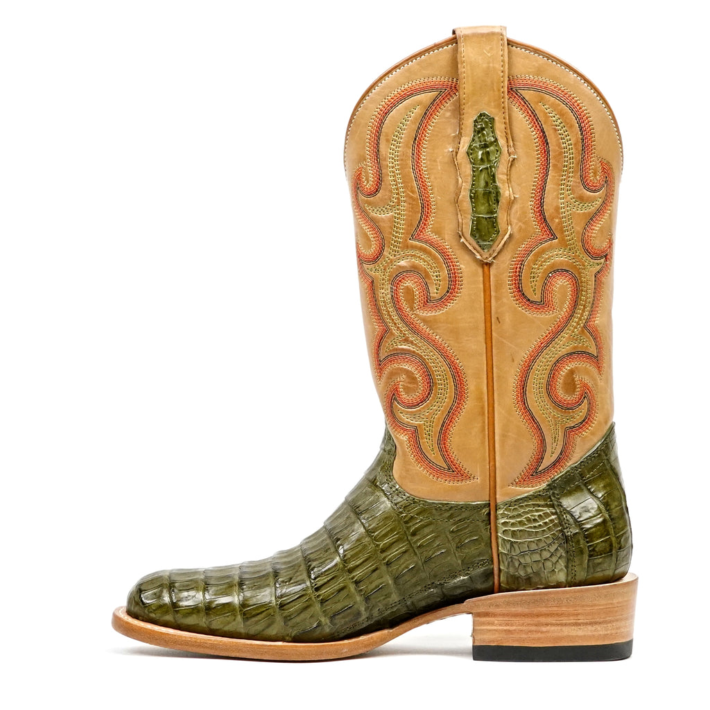 Ranger Caiman Belly Boots - Agave - Roper Toe
