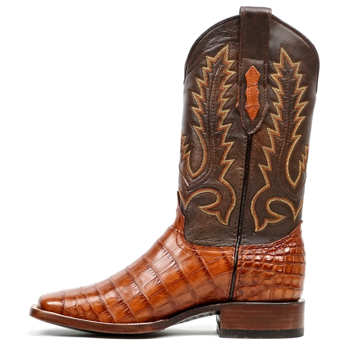 James Alligator Belly Boots - Cognac - Square Toe (LG10)