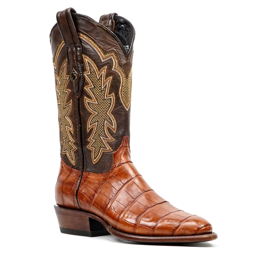 James Alligator Belly Boots - Cognac - Roper Toe