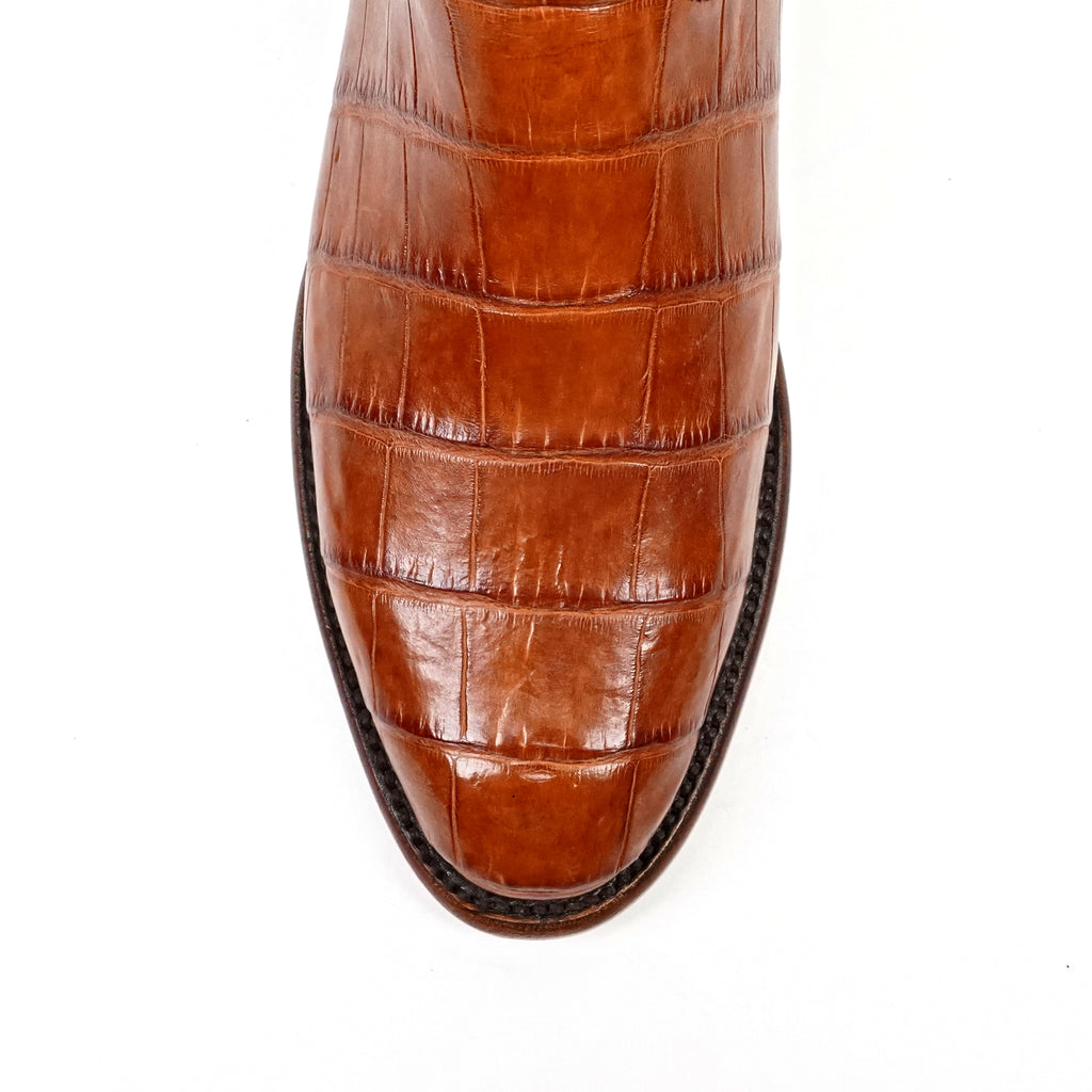 James Alligator Belly Boots - Cognac - Roper Toe