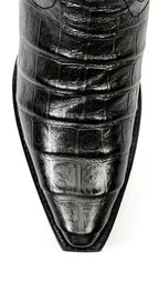 Venus - Botas grises de piel de cocodrilo - Piel repujada - Punta fina (E874)