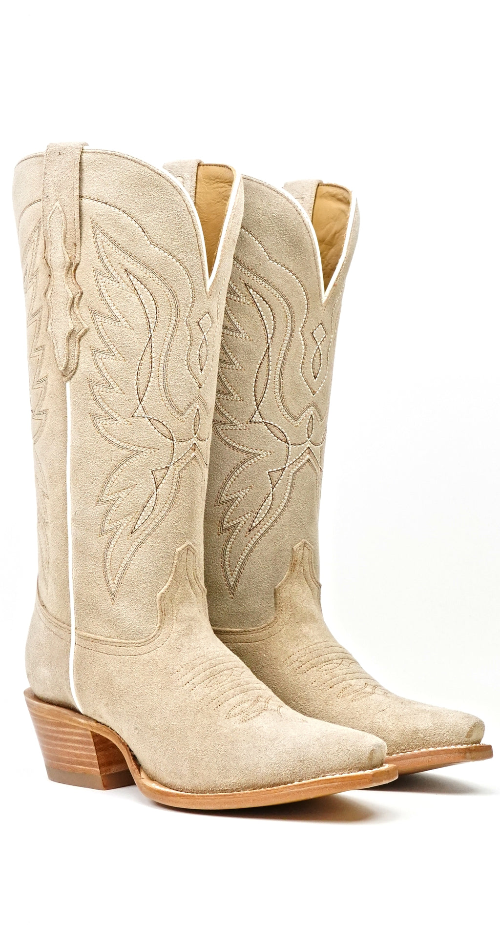 Miranda Suede Khaki Suela de Cuero - Caña Media - Punta de Recorte