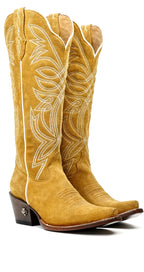 Kellie - Botas cowboy de ante doradas - Caña alta - Punta fina (E8001)