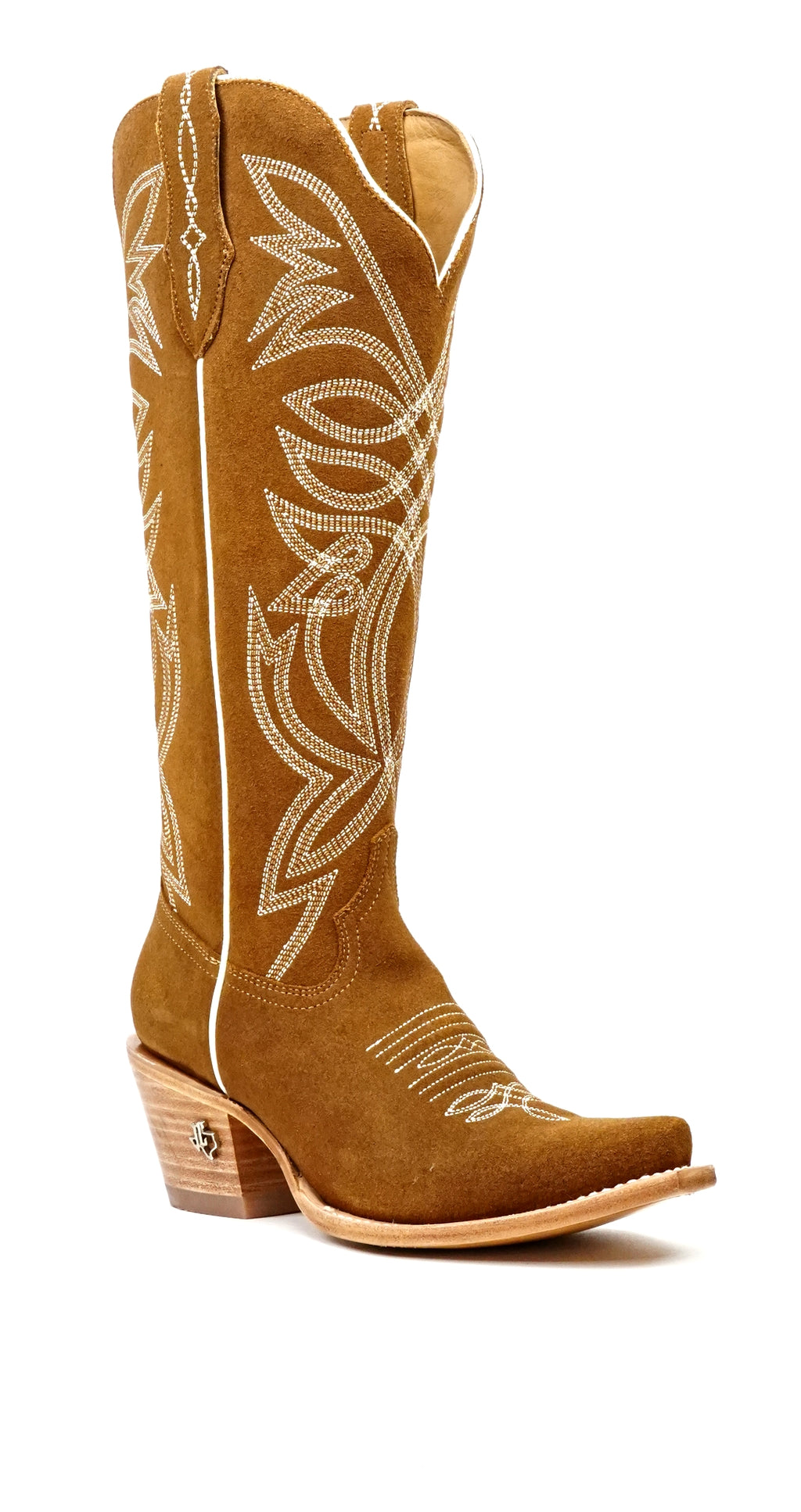 Kellie Suede Caramelo Suela de Cuero - Caña Alta - Punta Afilada