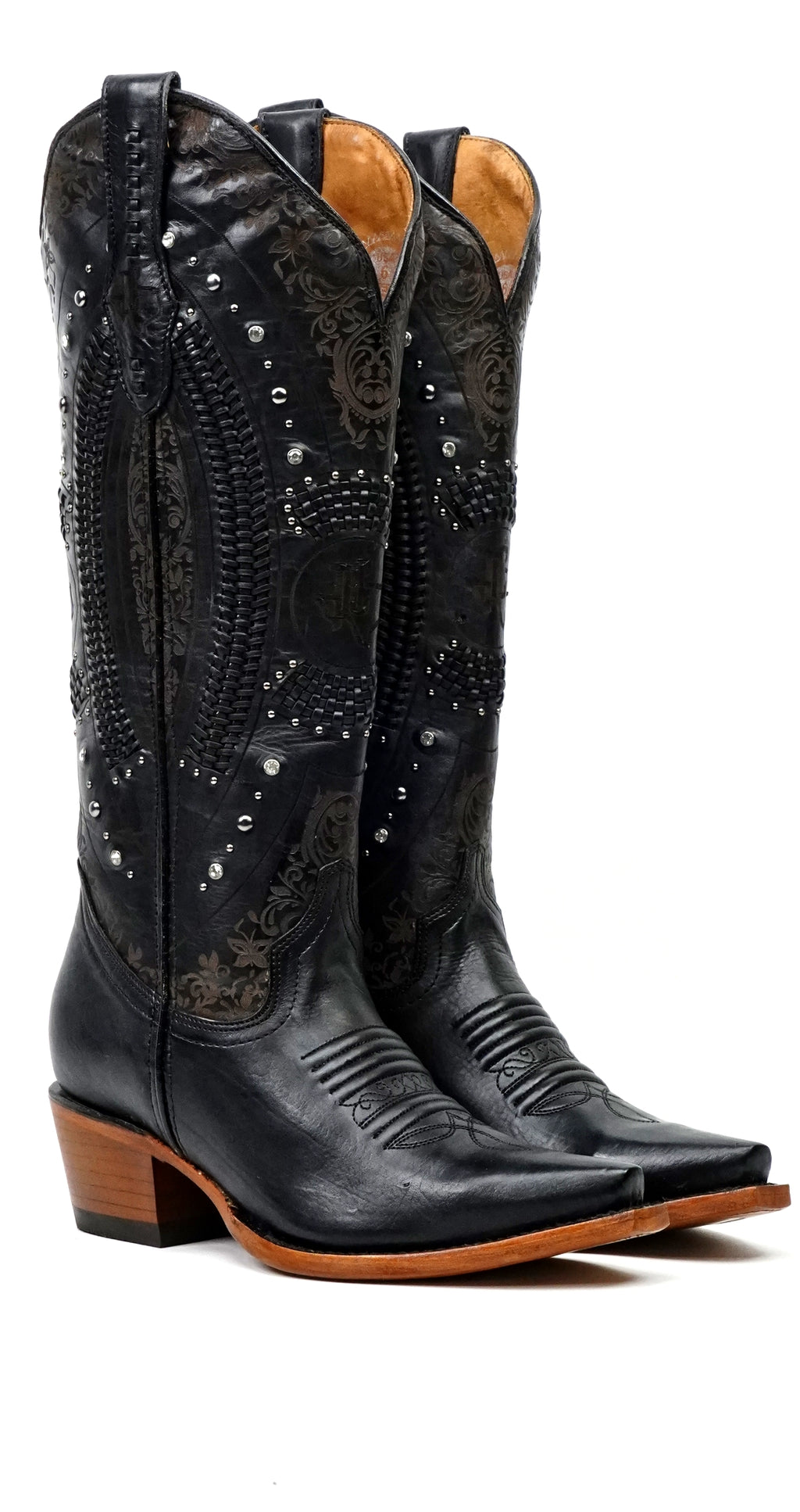 Botas vaqueras de Priscila Cleyton negras - Caña alta - Punta afilada (E871)