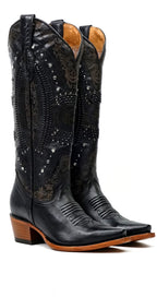Botas vaqueras de Priscila Cleyton negras - Caña alta - Punta afilada (E871)