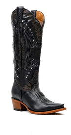 Botas vaqueras de Priscila Cleyton negras - Caña alta - Punta afilada (E871)