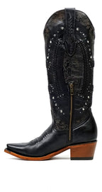 Botas vaqueras de Priscila Cleyton negras - Caña alta - Punta afilada (E871)