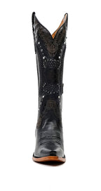 Botas vaqueras de Priscila Cleyton negras - Caña alta - Punta afilada (E871)