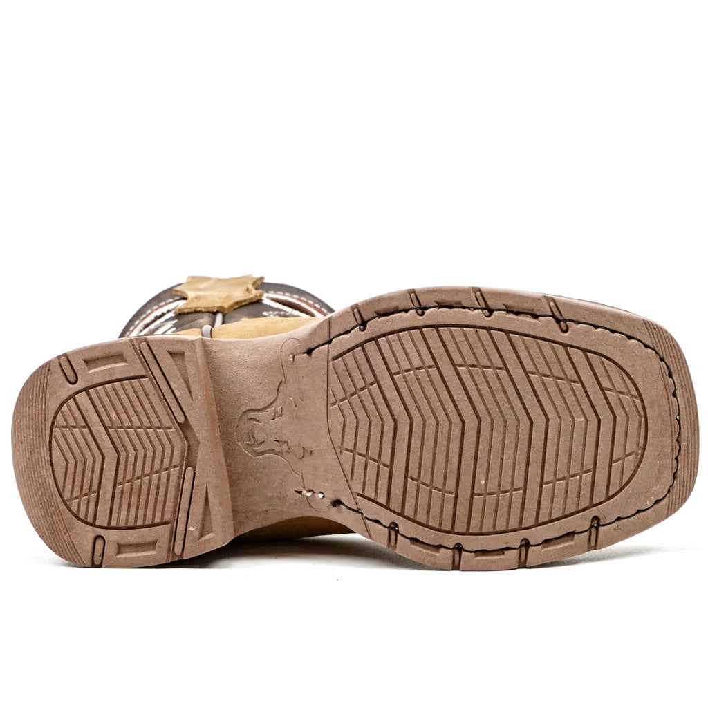 Kids Tan Roughout Boots - Double-Density Sole - Square Toe&nbsp;