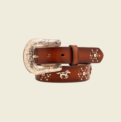 Ariat Girls Brown Leather Horse Concho Western Belt - A1305202