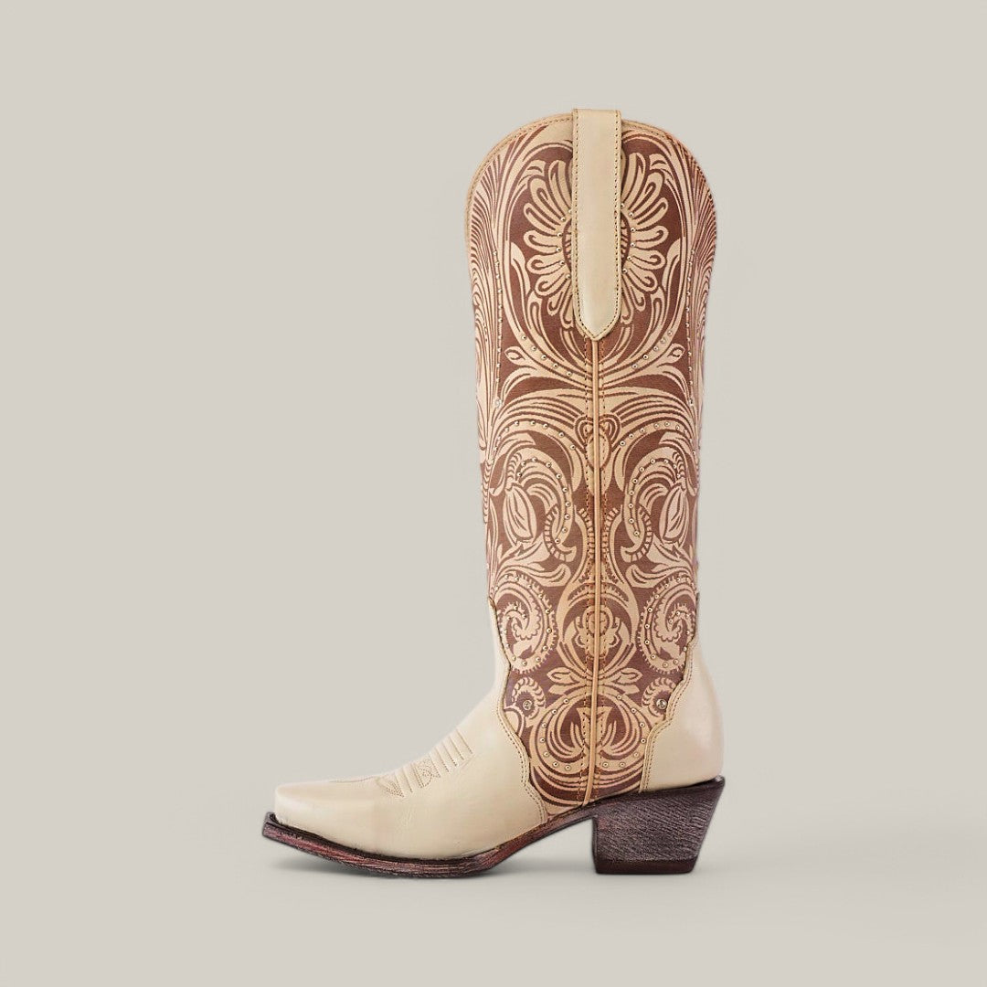cream dress boots women Miss CEO Knee High - and a lightly cushioned insole Drie Low Heel Boots for