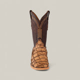 The Exotic Pirarucu Fish boot features a textured leather vamp like the Amazonian Pirarucu, detailed shaft stitching, a beige classic Western style, and a Matte Orix finish.