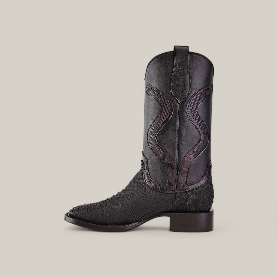 Pitón exótico - Diamante - Negro mate - Punta cuadrada