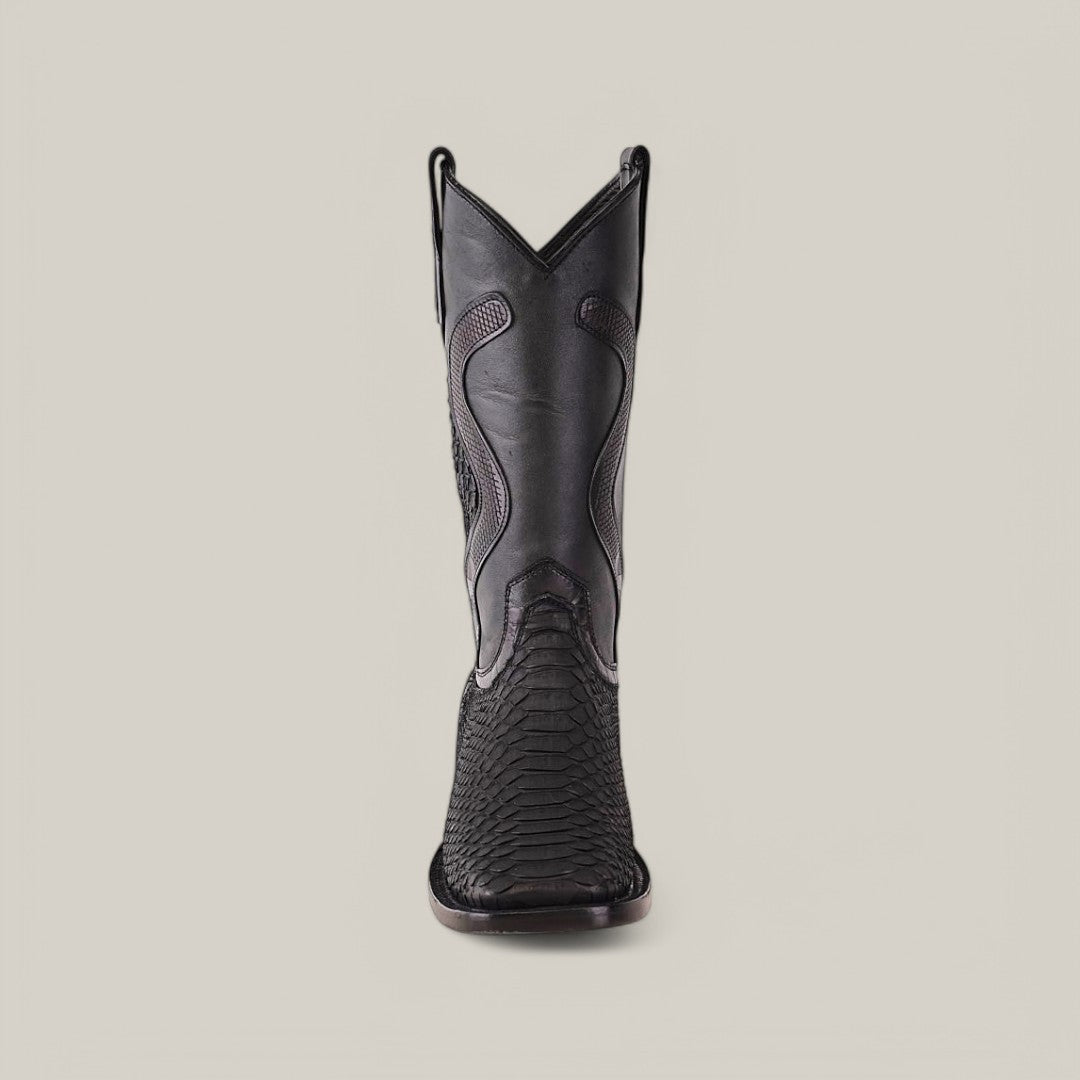 Pitón exótico - Diamante - Negro mate - Punta cuadrada