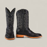 Step up your style with the Exotic Patchwork Python - Black - Square Toe boots, crafted in textured leather with striking white stitching and wooden soles—ideal for elevating any luxury wardrobe.