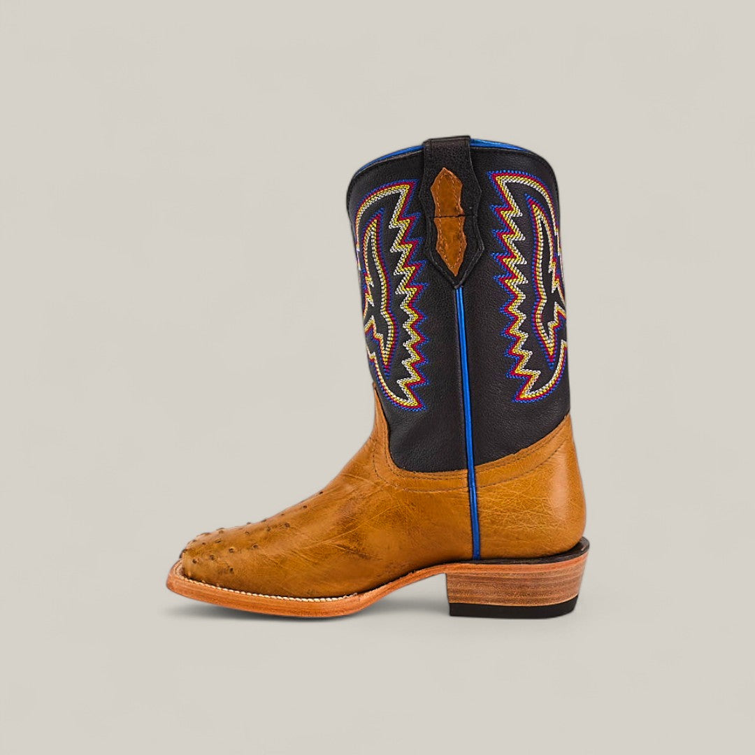 Exotic Full Quilt Ostrich Fawn - Square Toe - Kids Boots