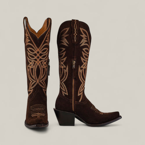 Kellie Suede Brownie Lether Sole - Tall Shaft - Snip Toe